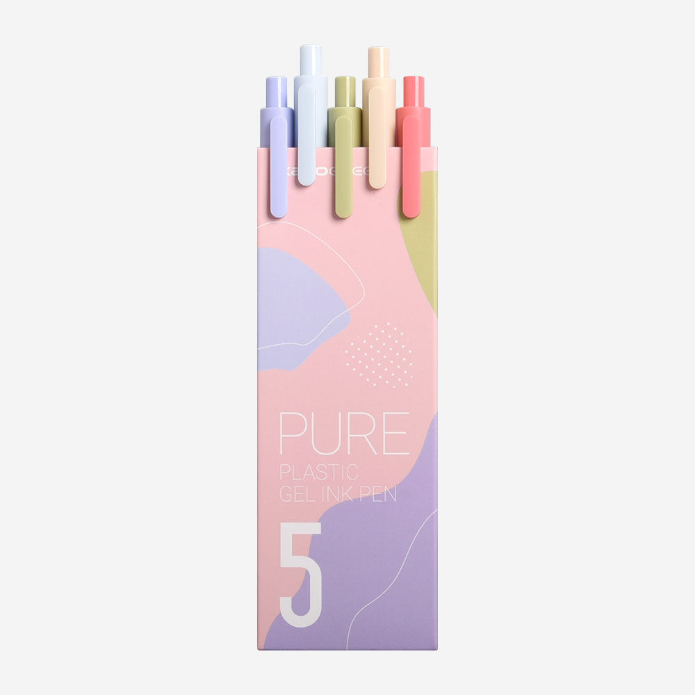 Kaco Pack of 5 Pieces Colored Ink Pens Retractable Cute Pens for Note Taking 0.5mm Fine Point (Morandi II)