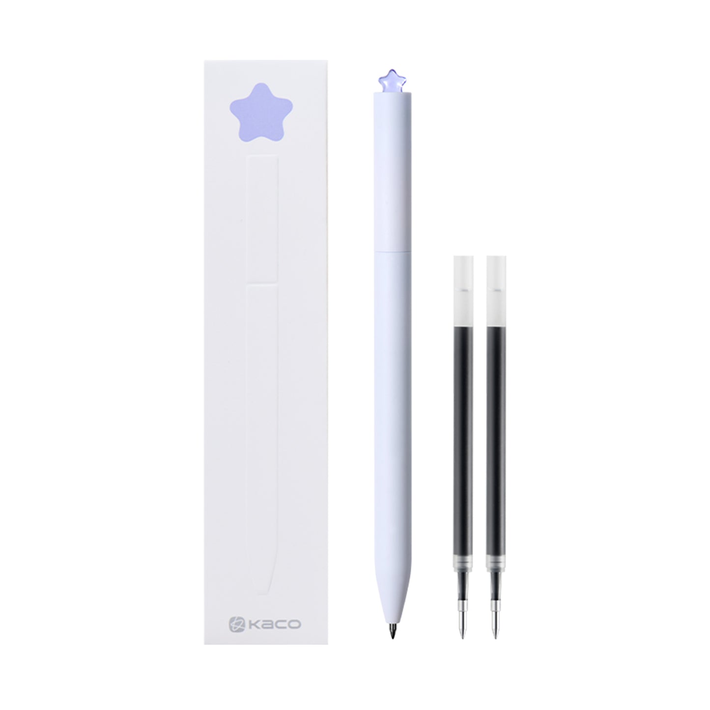 Kaco FIRST STAR Gel Pens Cute Stationery Black Ink with Extra 2 Refills, 0.5 mm Fine Point, Aesthetic Cute Star Pens for Journaling