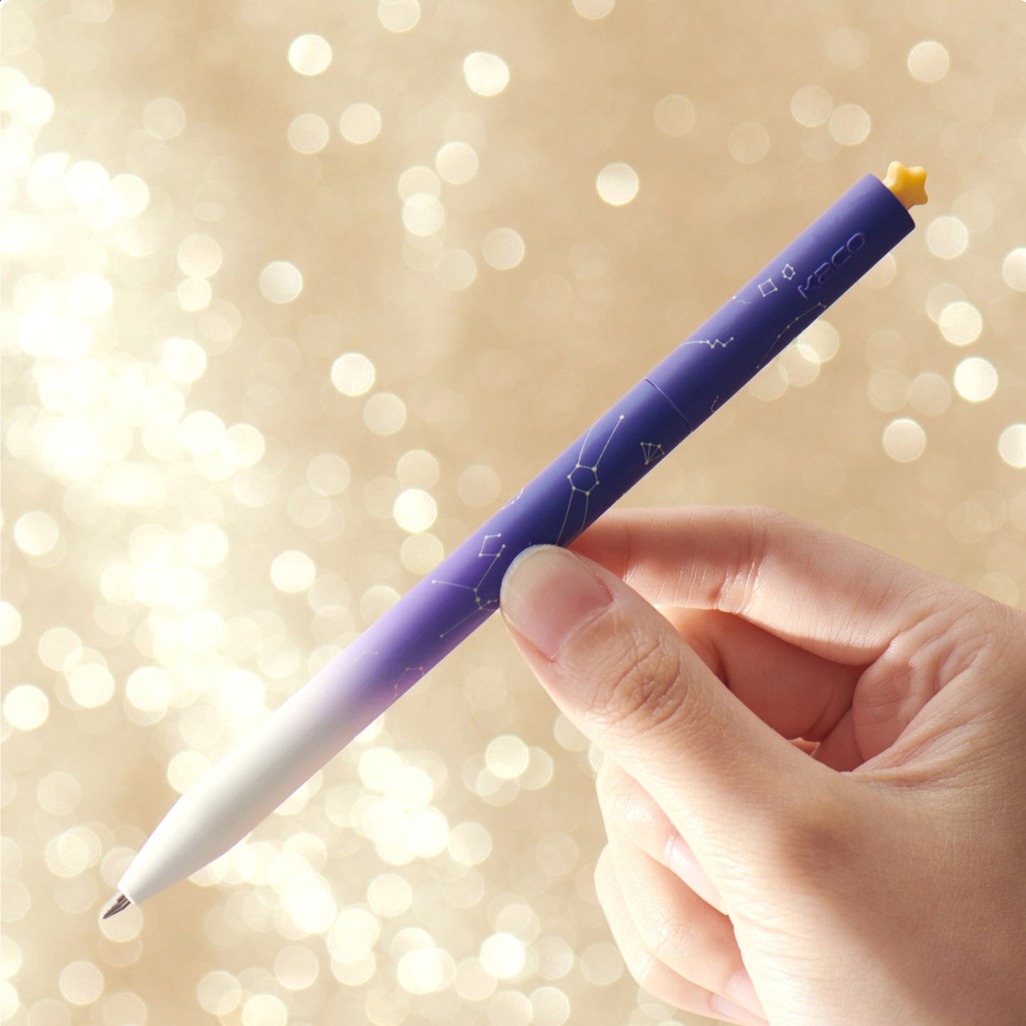 Kaco FIRST Gel Pens Cute Stationery, Pack of 2 Piece Star Pen Set with Extra 4 Black Refills (Purple)