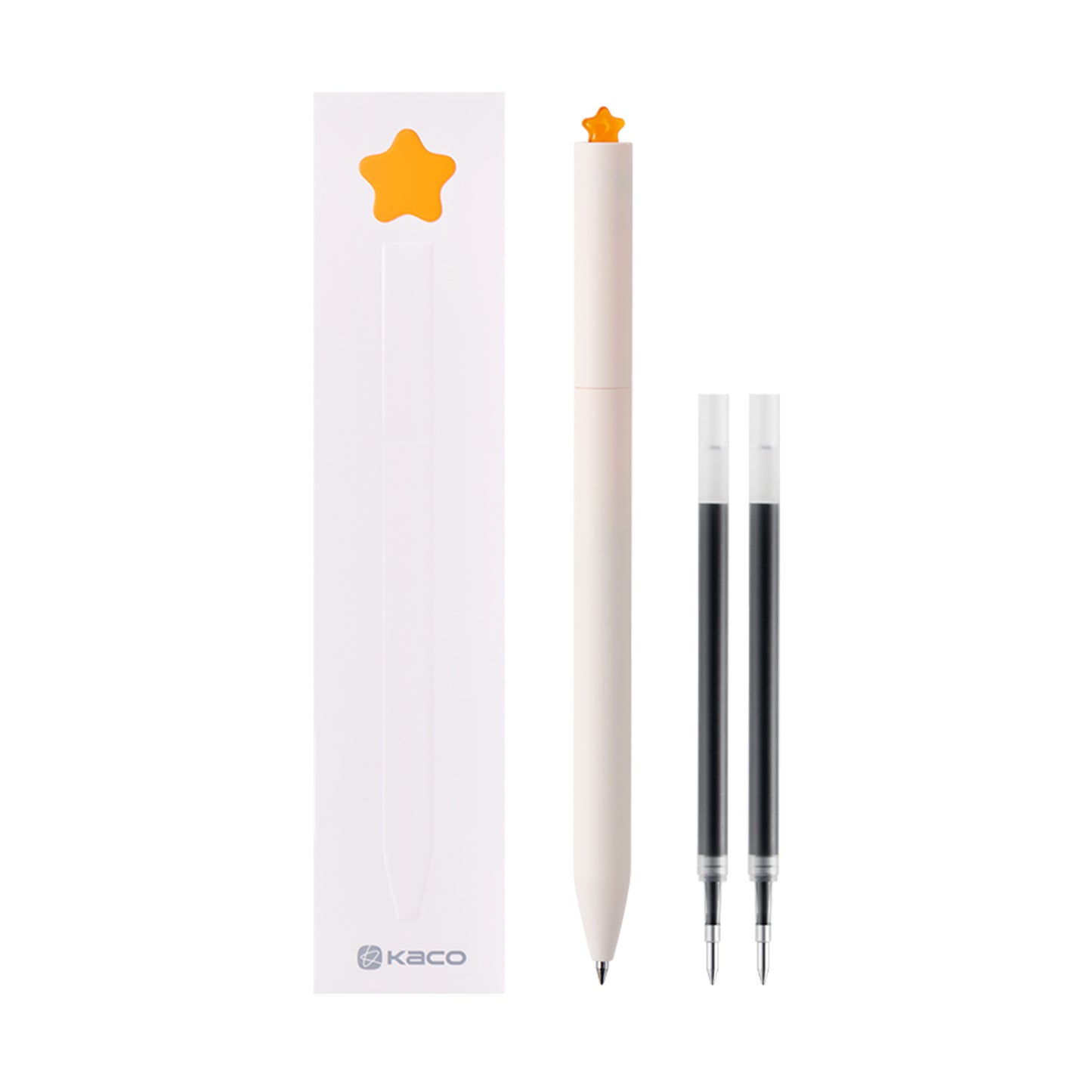 Kaco FIRST STAR Gel Pens Cute Stationery Black Ink with Extra 2 Refills, 0.5 mm Fine Point, Aesthetic Cute Star Pens for Journaling
