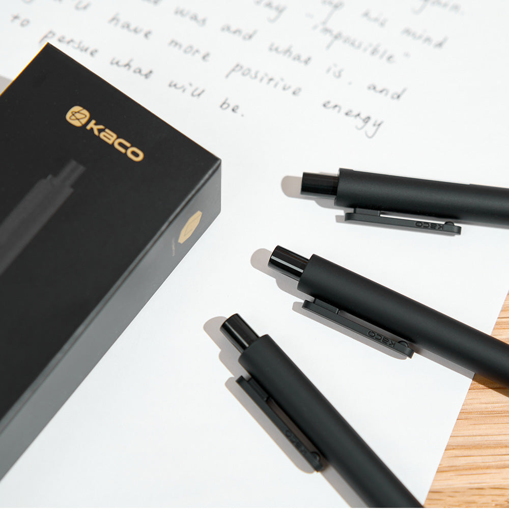 Kaco 10 Pieces Ballpoint Pens PURE, Black Ink, 1.0 mm Medium Point, 10 Count Pack Pens Retractable Journaling Office Supplies