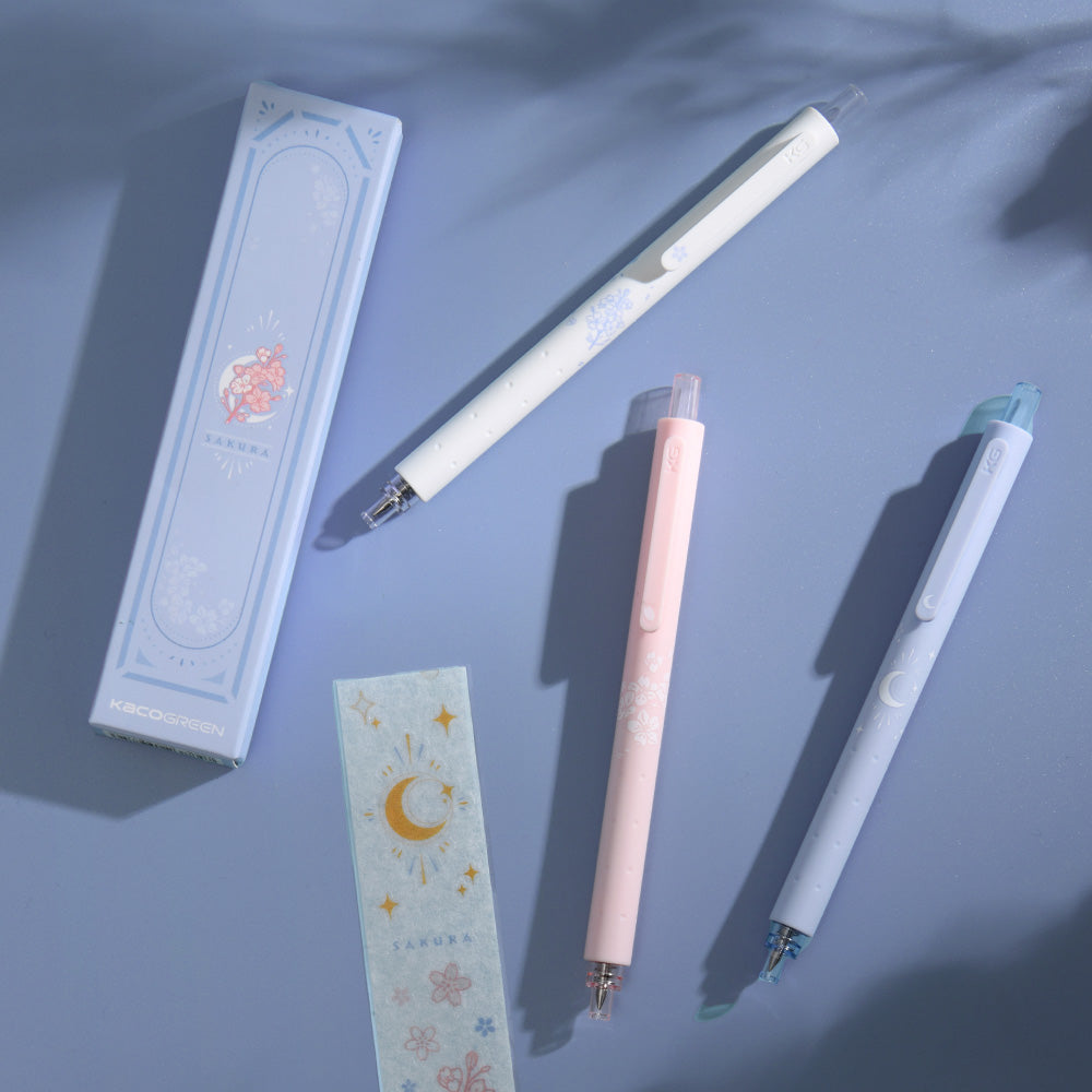 Kaco ROCKET Gel Pens Cute Stationery 3 Pieces Set, 0.5 & 0.7 mm