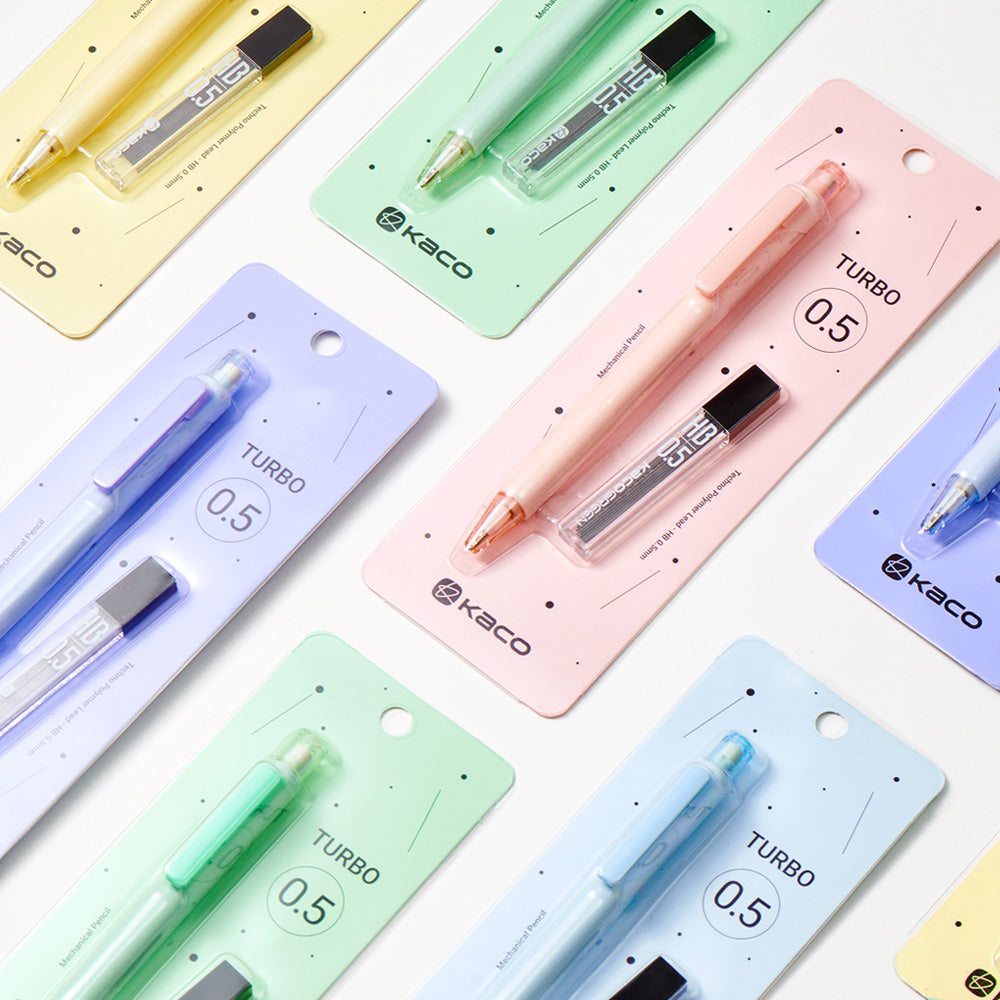 Kaco Mechanical Pencil Set, 5 Pieces Cute Pastel Pencils 0.5 mm with 5 Tube HB Lead Refills (5 Pieces - 5 Mixed Color)