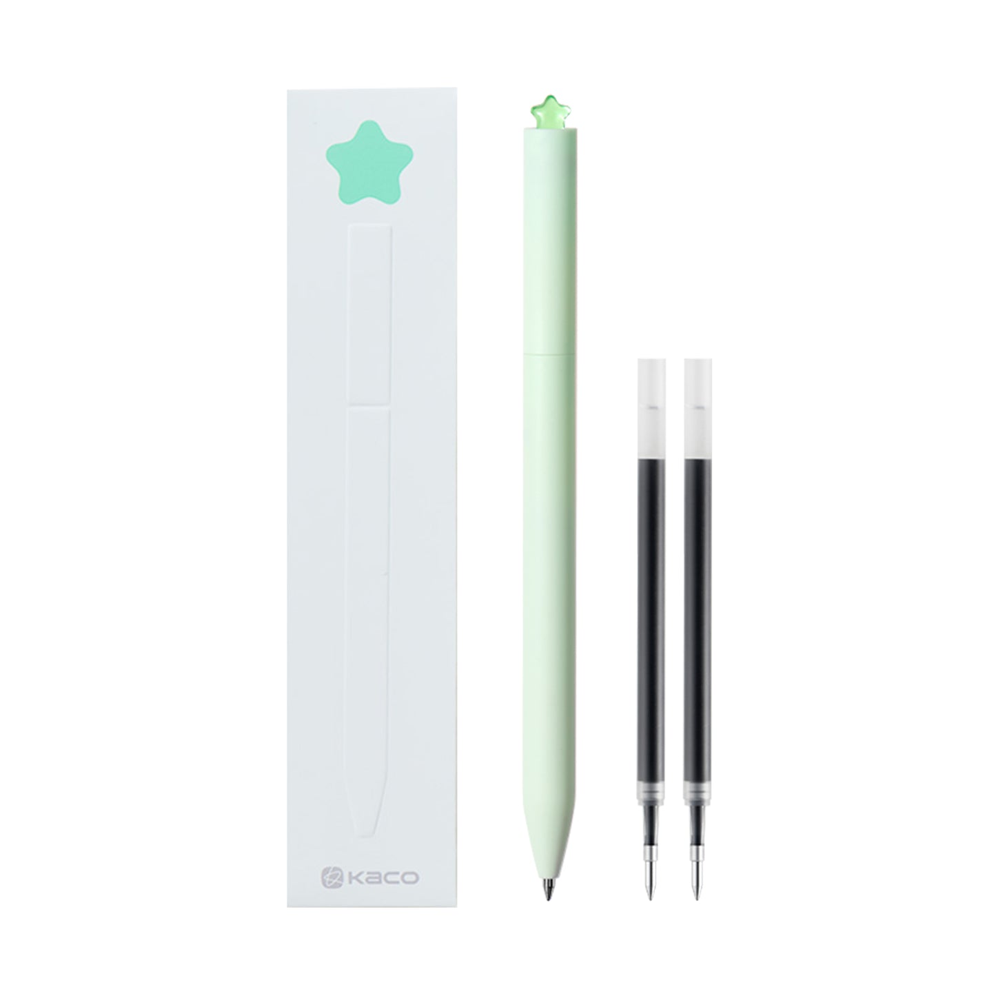 Kaco FIRST STAR Gel Pens Cute Stationery Black Ink with Extra 2 Refills, 0.5 mm Fine Point, Aesthetic Cute Star Pens for Journaling