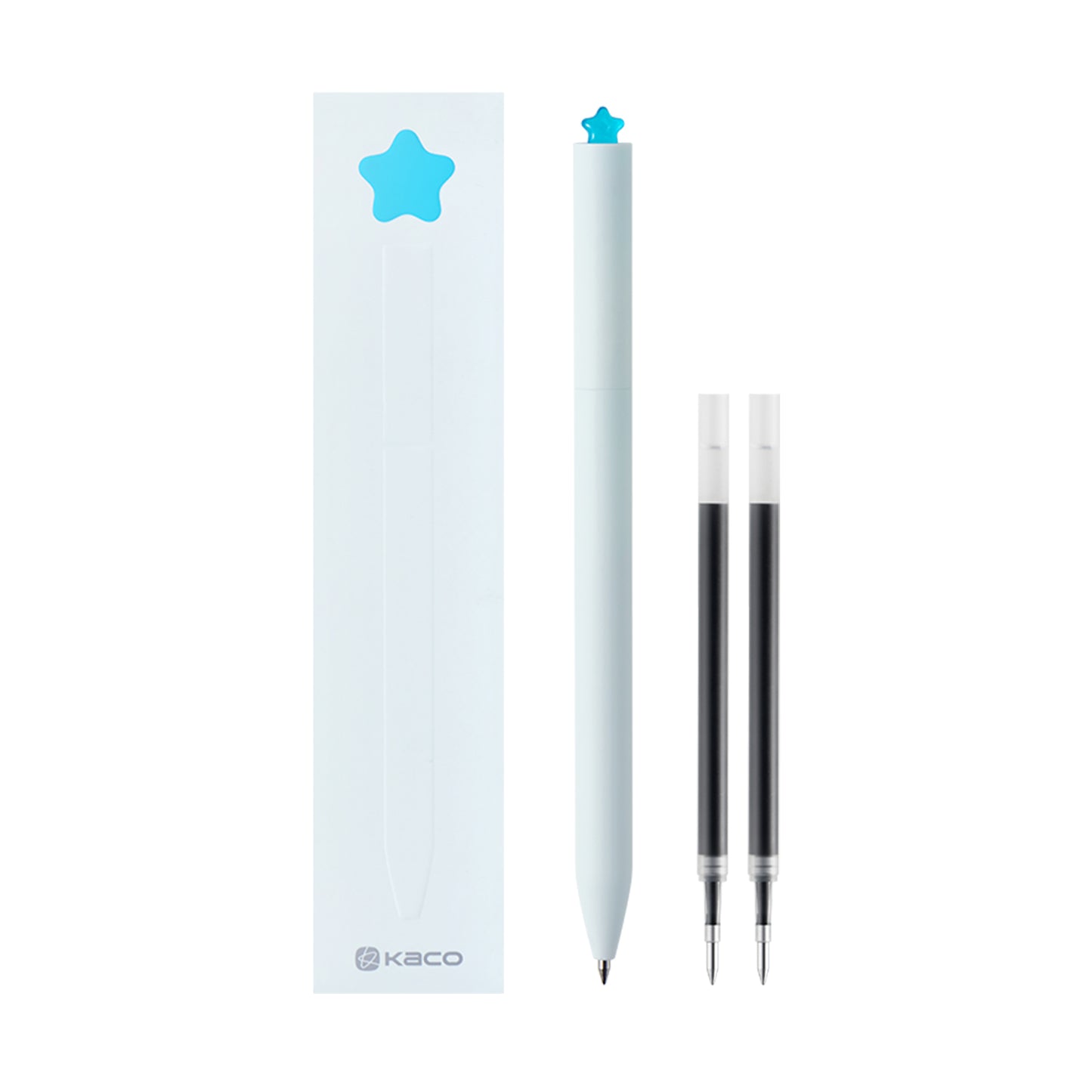 Kaco FIRST STAR Gel Pens Cute Stationery Black Ink with Extra 2 Refills, 0.5 mm Fine Point, Aesthetic Cute Star Pens for Journaling