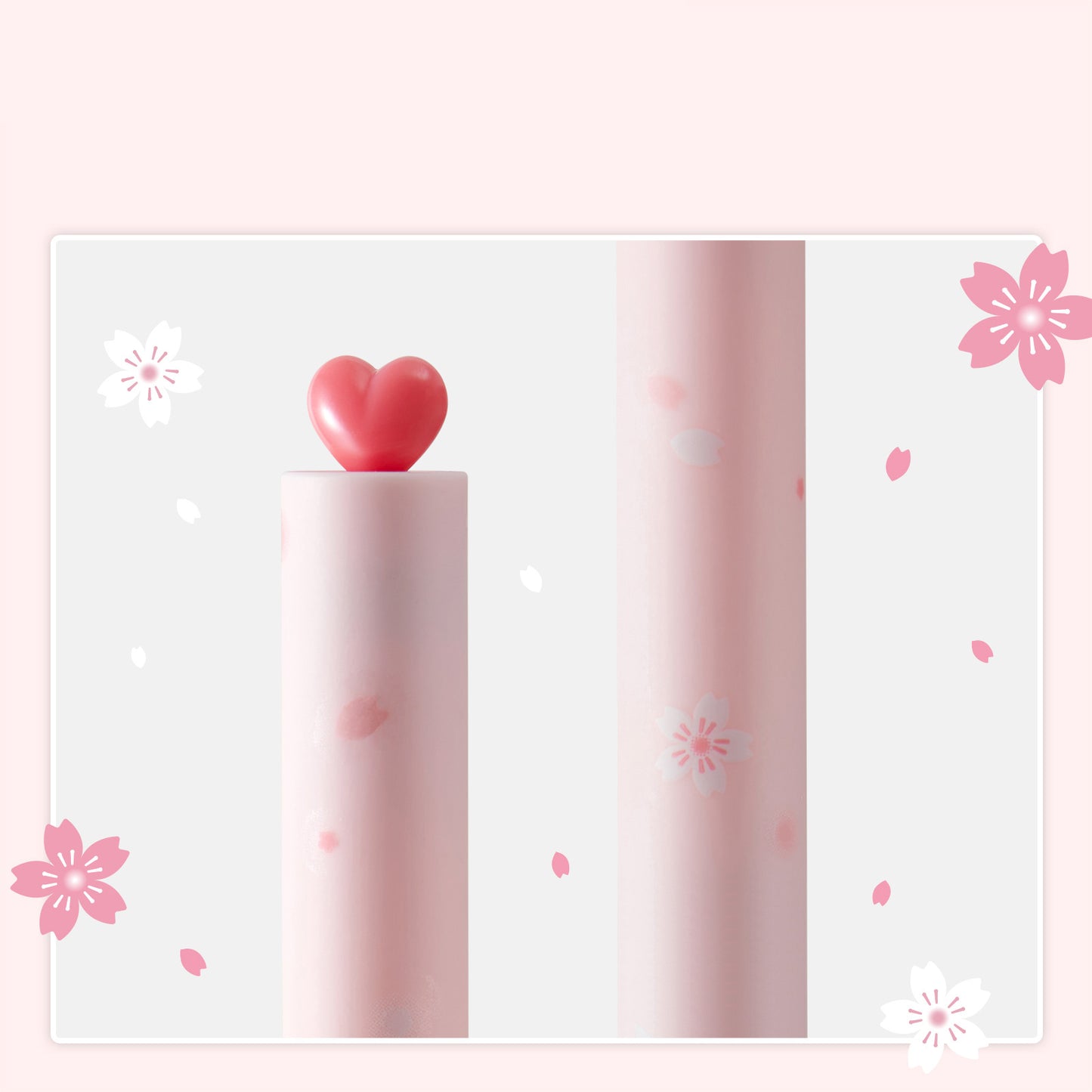 Kaco FIRST Gel Pens Cute Stationery, Pack of 2 Piece Heart Pen Set with Extra 4 Black Refills (Pink)
