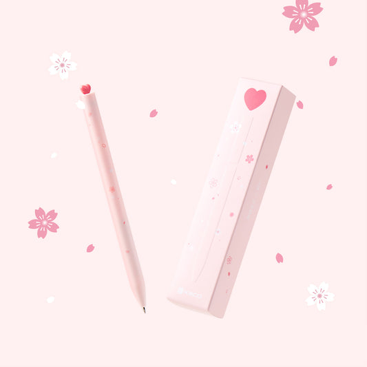 Kaco FIRST Gel Pens Cute Stationery, Pack of 1 Piece Heart Pen Set with Extra 2 Black Refills (Pink)