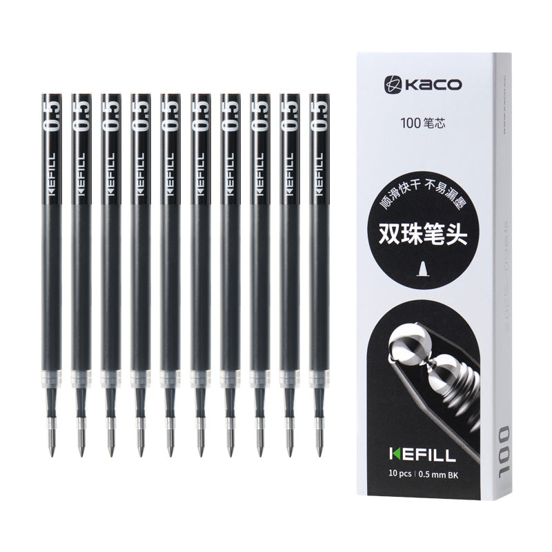 20 Pieces Gel Pens Refill for KACO First, TWIST, K7, K10 Pens, Black Ink 0.5mm Fine Point Smooth Writing Dual Ball Pens Refill, 100mm