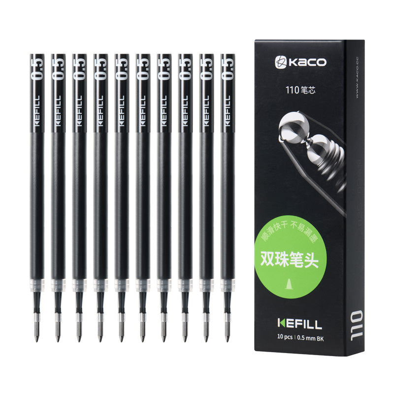 20 Pieces Gel Pens Refill for KACO PURE, POPUP, ROCKET, KEYBO Pens, Black Ink 0.5mm Fine Point Smooth Writing Dual Ball Pens Refill, 110mm