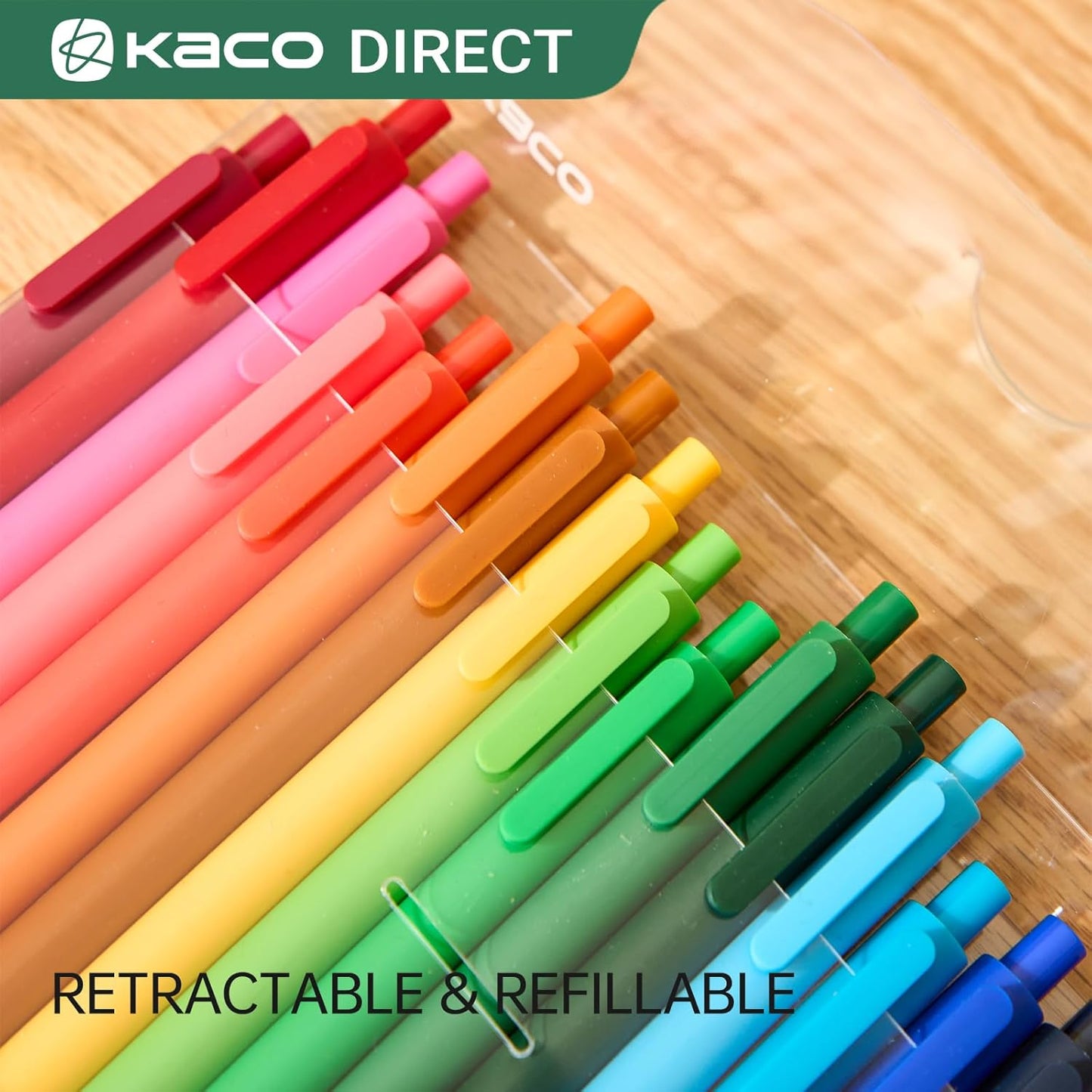 Kaco PURE Gel Pens 20 Pieces 0.7 mm Color Ink Aesthetic Journaling Pens Cute, Retractable, Soft Touch Barrel, Quick Drying (20 Assorted Ink)