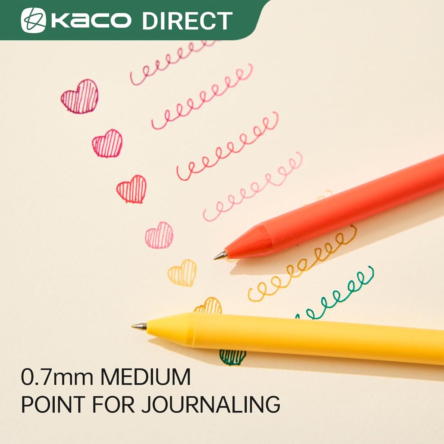 Kaco PURE Gel Pens 20 Pieces 0.7 mm Color Ink Aesthetic Journaling Pens Cute, Retractable, Soft Touch Barrel, Quick Drying (20 Assorted Ink)