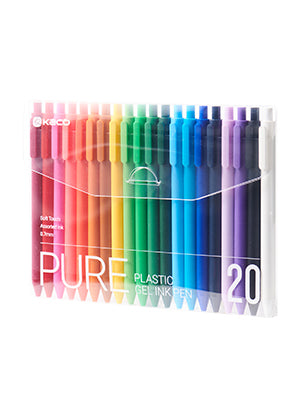 Kaco PURE Gel Pens 20 Pieces 0.7 mm Color Ink Aesthetic Journaling Pens Cute, Retractable, Soft Touch Barrel, Quick Drying (20 Assorted Ink)