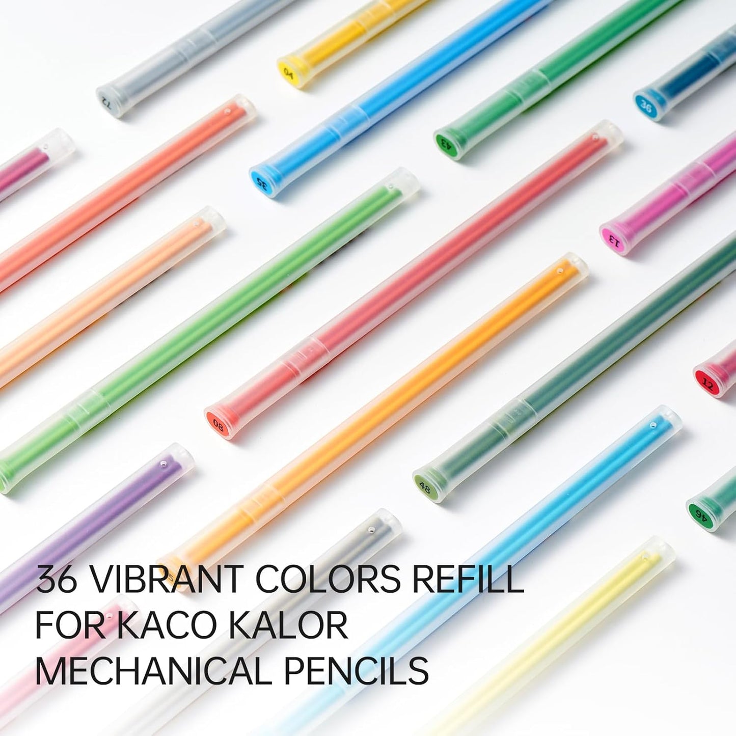 Kaco KALOR Mechanical Pencil Refills, 36 Color Set, 72 Pieces