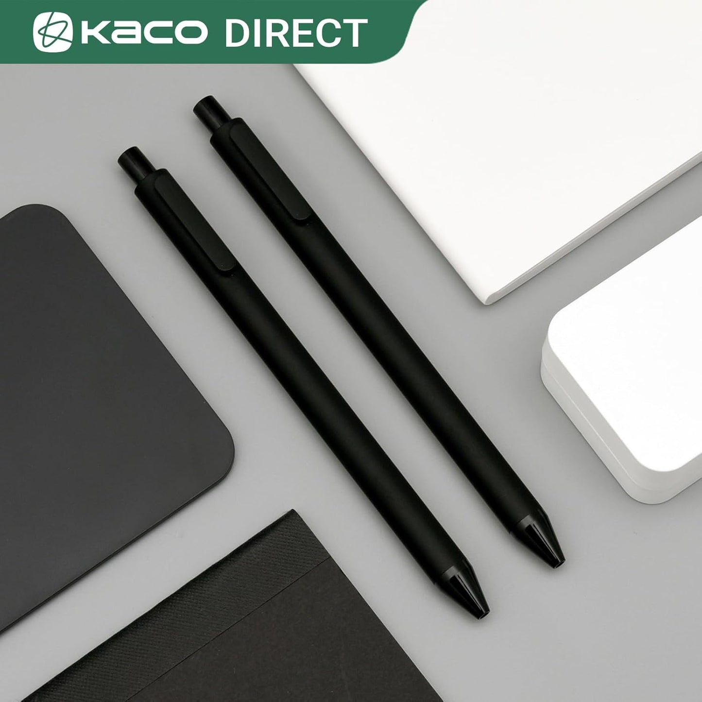 Kaco 10 Pieces Ballpoint Pens PURE, Black Ink, 1.0 mm Medium Point, 10 Count Pack Pens Retractable Journaling Office Supplies