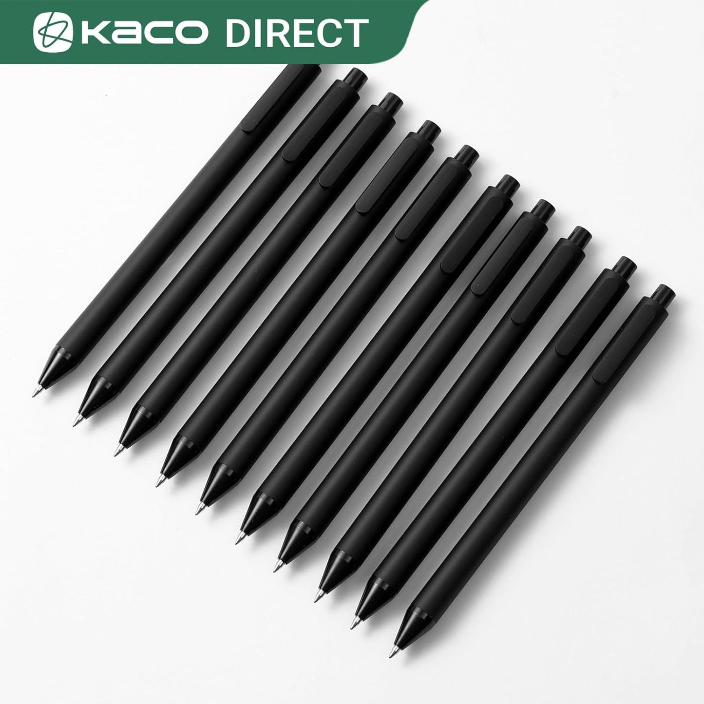 Kaco 10 Pieces Ballpoint Pens PURE, Black Ink, 1.0 mm Medium Point, 10 Count Pack Pens Retractable Journaling Office Supplies