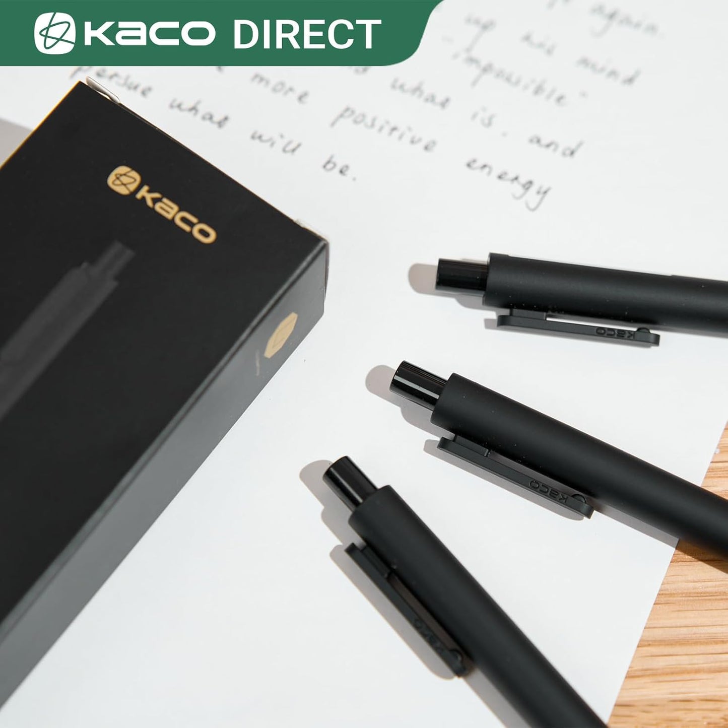 Kaco 10 Pieces Ballpoint Pens PURE, Black Ink, 1.0 mm Medium Point, 10 Count Pack Pens Retractable Journaling Office Supplies