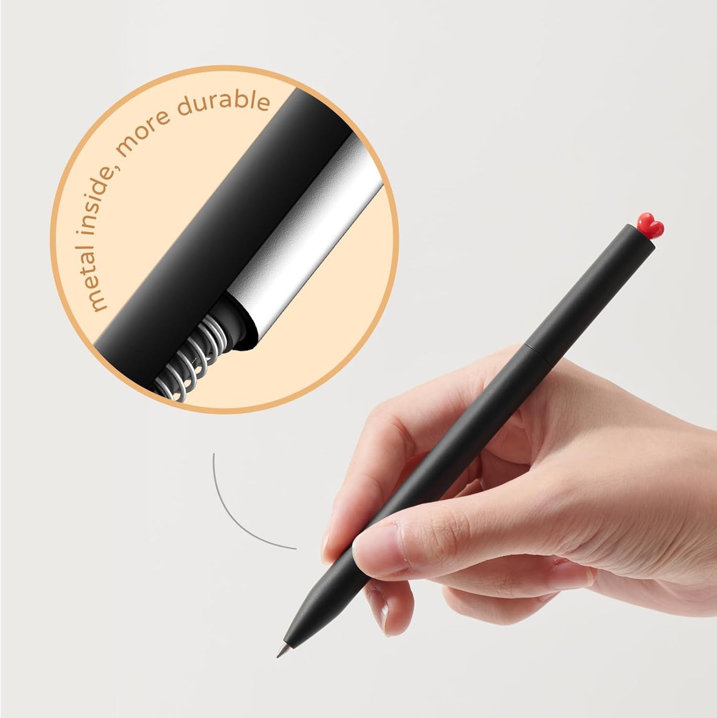 Kaco FIRST HEART Gel Pens Cute Stationery Black Ink with Extra 2 Refills, 0.5 mm Fine Point, Aesthetic Cute Star Pens for Journaling