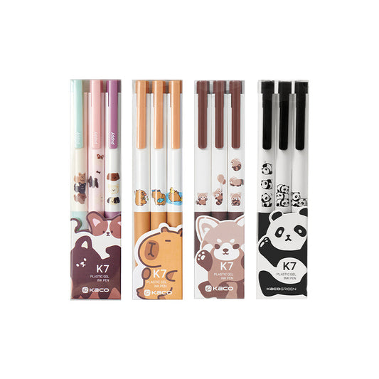 KACO K7 Gel Ink Pens 12 Pieces Cute Animals Black Pens Set, 0.5mm Fine Point, All Black Ink, Office School Supplies