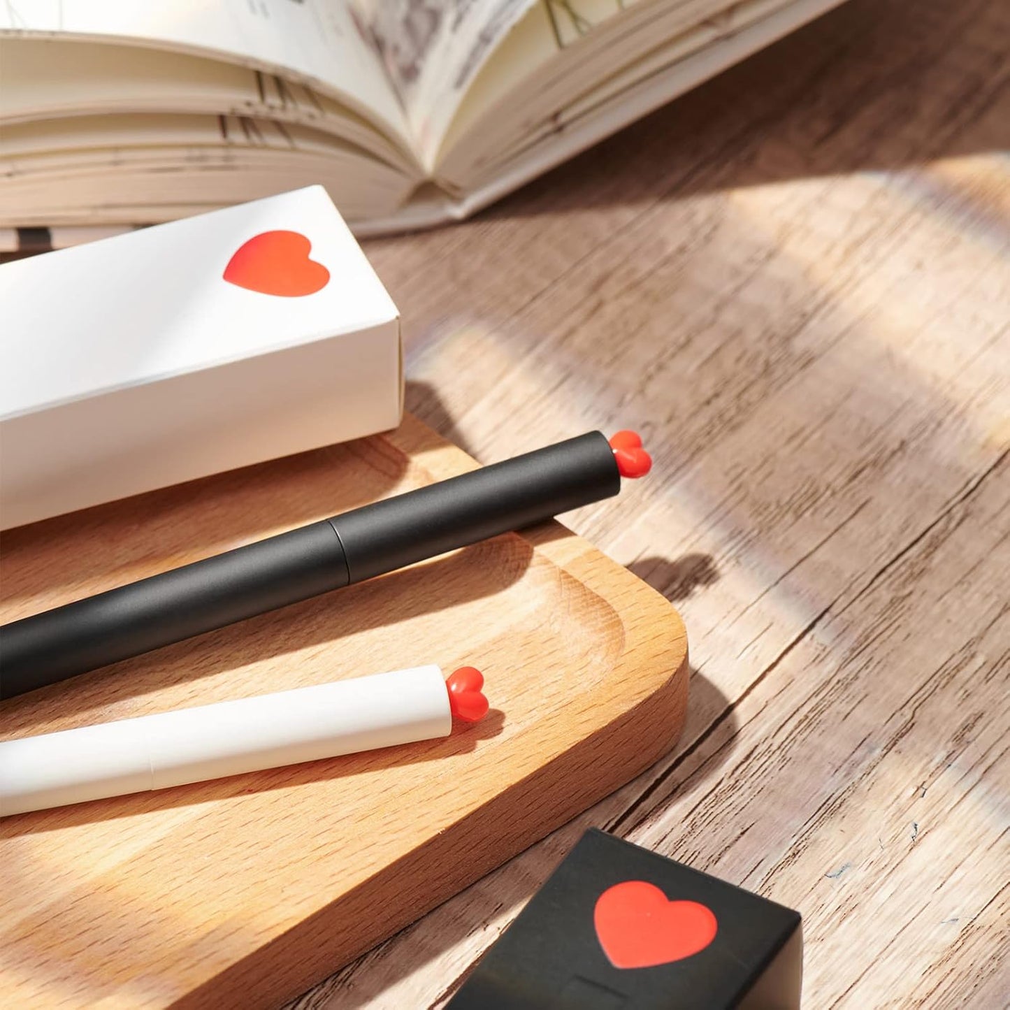 Kaco FIRST HEART Gel Pens Cute Stationery Black Ink with Extra 2 Refills, 0.5 mm Fine Point, Aesthetic Cute Star Pens for Journaling