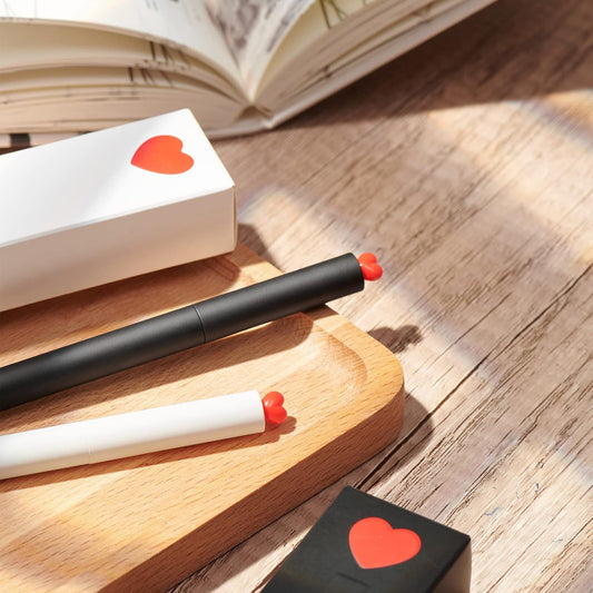 Kaco FIRST HEART Gel Pens Cute Stationery Black Ink with Extra 2 Refills, 0.5 mm Fine Point, Aesthetic Cute Star Pens for Journaling