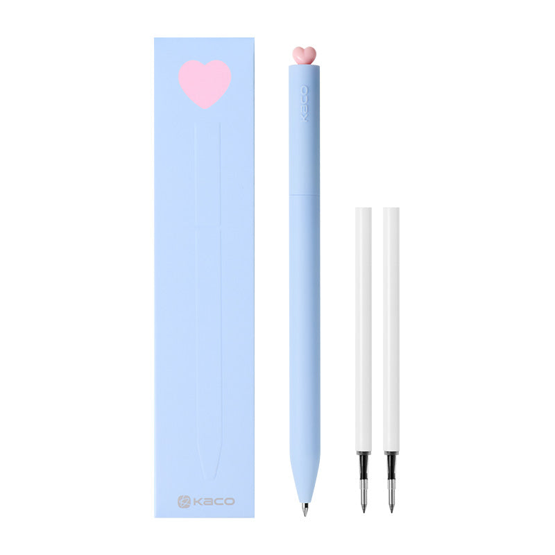 Kaco FIRST HEART Gel Pens Cute Stationery Black Ink with Extra 2 Refills, 0.5 mm Fine Point, Aesthetic Cute Star Pens for Journaling