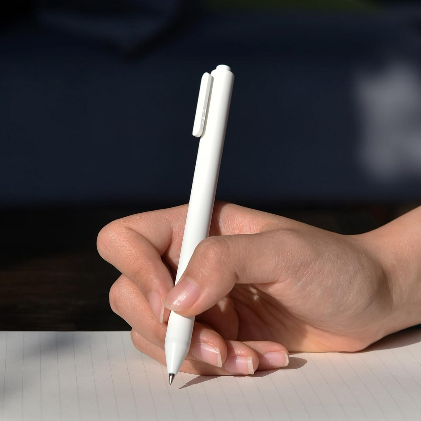Kaco PURE White Gel Pens 0.5mm Fine Point Black Ink 10 Count, Quick Dry Smooth Writing, Aesthetic Office Supplies Refillable Retractable Low Center of Gravity