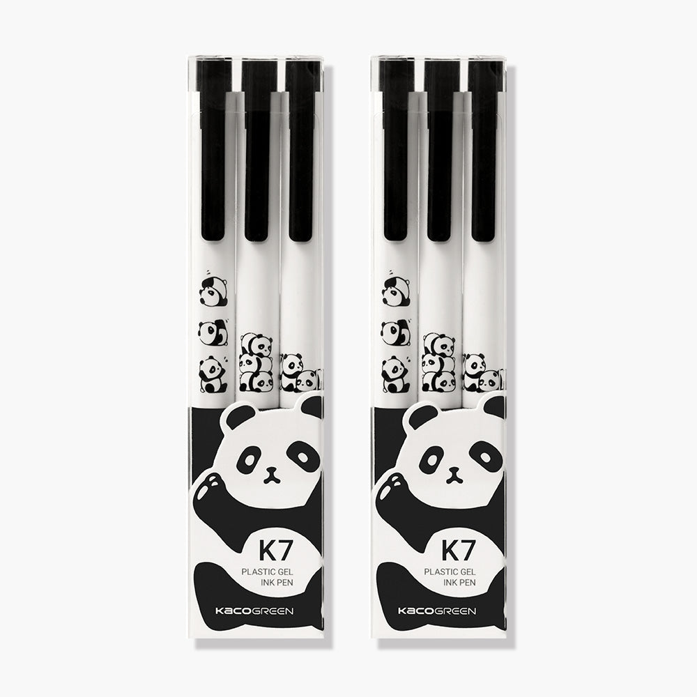 Kaco K7 Gel Pens Cute Stationery, 0.5 mm Fine Point, Black Ink Panda Pens Aesthetic Office Supplies Holiday Gifts Ideas (Red Panda - 6 pcs)