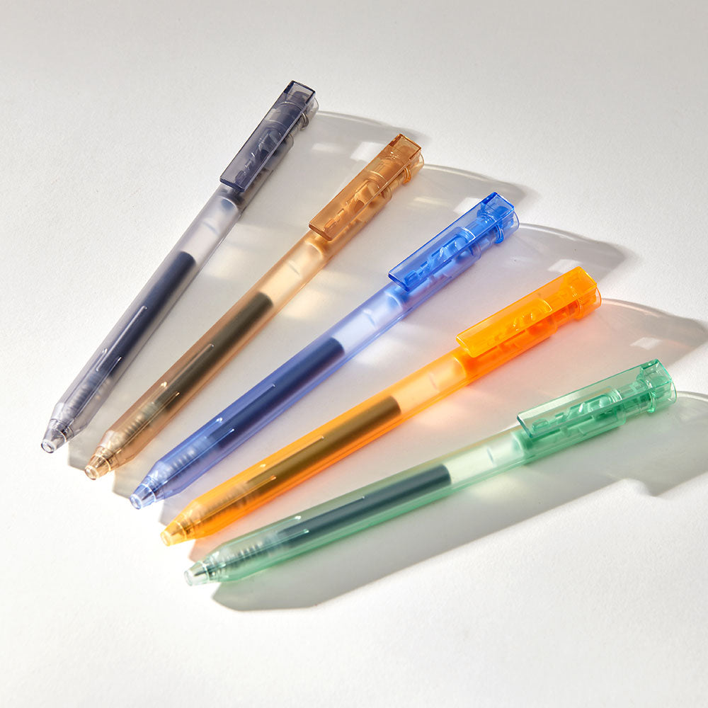 Kaco K8 Retractable Colored Gel Ink Pens 5 Pieces Colored Barrel with All Black Ink Disposable