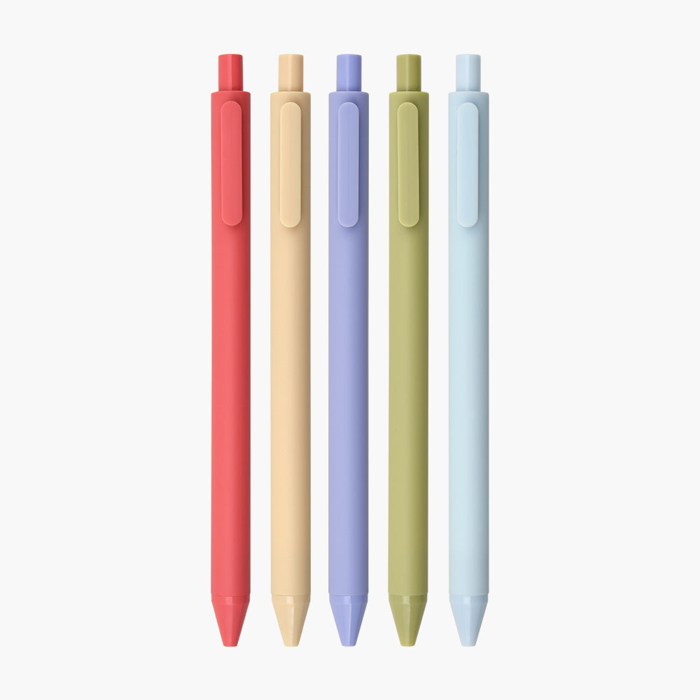 Kaco Pack of 5 Pieces Colored Ink Pens Retractable Cute Pens for Note Taking 0.5mm Fine Point (Morandi II)