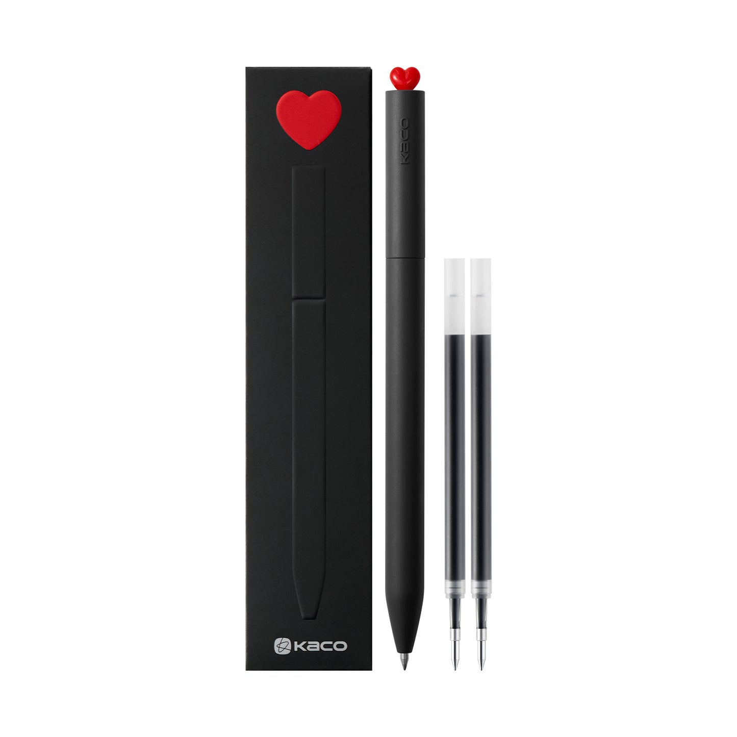 Kaco FIRST HEART Gel Pens Cute Stationery Black Ink with Extra 2 Refills, 0.5 mm Fine Point, Aesthetic Cute Star Pens for Journaling
