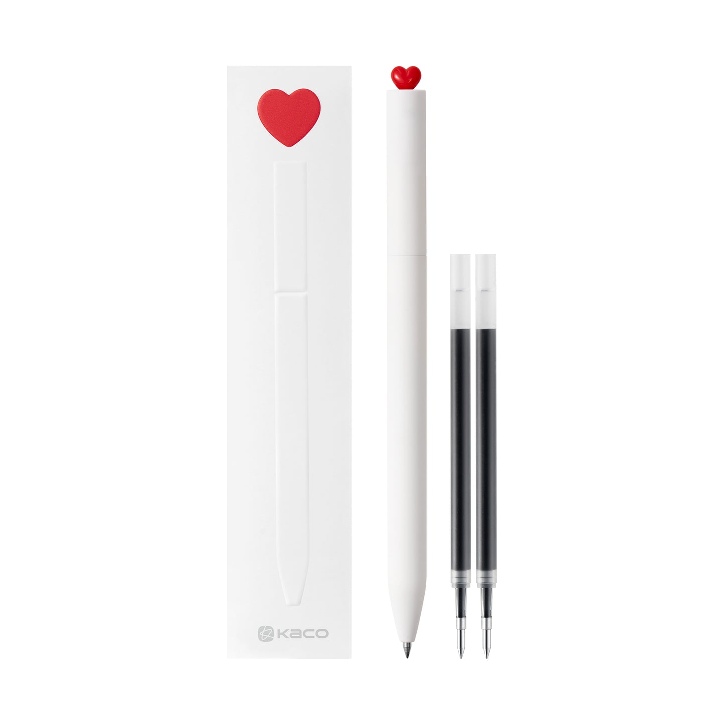 Kaco FIRST HEART Gel Pens Cute Stationery Black Ink with Extra 2 Refills, 0.5 mm Fine Point, Aesthetic Cute Star Pens for Journaling