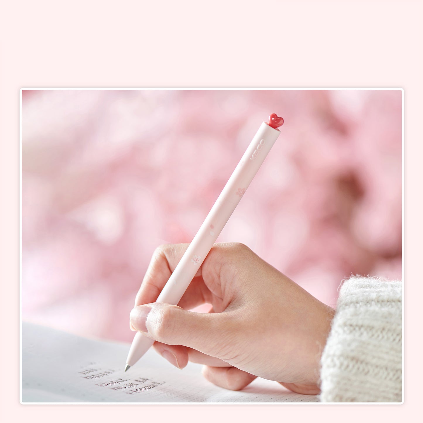 Kaco FIRST Gel Pens Cute Stationery, Pack of 1 Piece Heart Pen Set with Extra 2 Black Refills (Pink)
